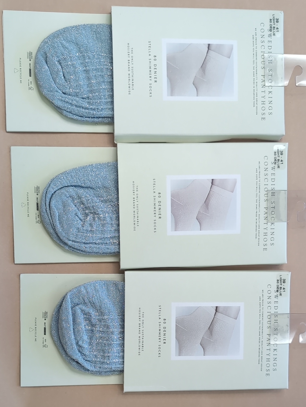 Stella Shimmery Socks - Set Of 3 Size 39-41